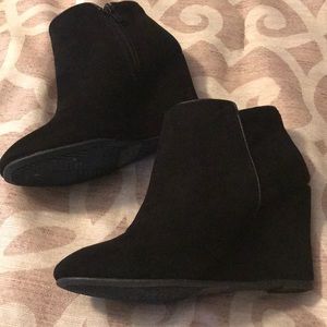 Black wedge ankle booties